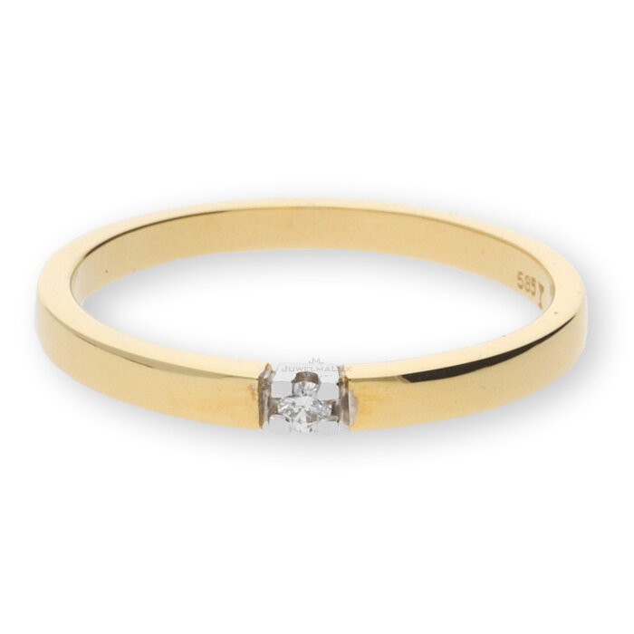 JuwelmaLux Ring Gelbgold 585er 14 Karat mit Brillant 0,03 ct. JL10-07-0416